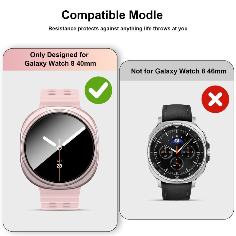 JERXUN 5+5Pack Case for Galaxy Watch 8 40mm Screen Protector with Anti-Fog Tempered Protective Film Glass Hard PC Bumper Cover - Image 2
