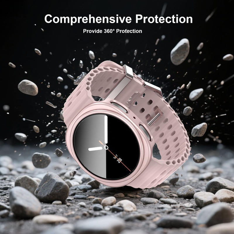 JERXUN 5+5Pack Case for Galaxy Watch 8 40mm Screen Protector with Anti-Fog Tempered Protective Film Glass Hard PC Bumper Cover - Image 4