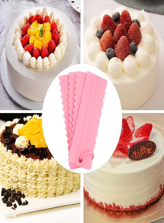 INKULTURE Plastic Tall Cake Scraper Cutter Tool for Icing and Decoration | Pink | 04 Pcs - Image 4