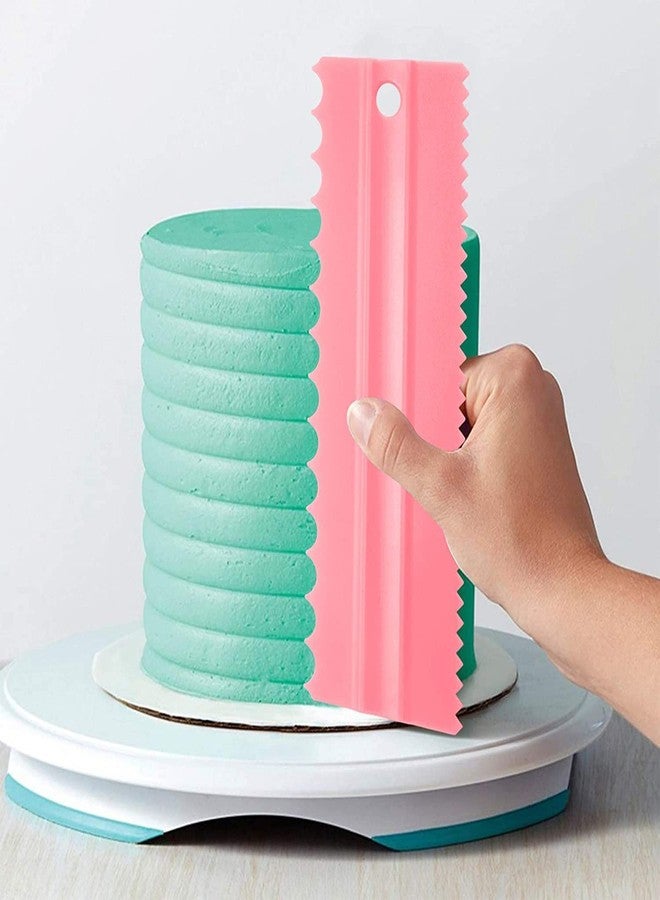 INKULTURE Plastic Tall Cake Scraper Cutter Tool for Icing and Decoration | Pink | 04 Pcs - Image 3