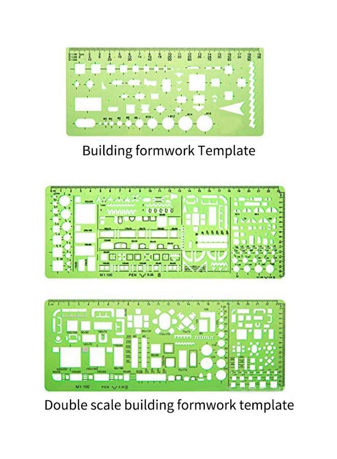 مجموعة قوالب رسم بتصميم أشكال هندسية مكونة من 6 قطع أخضر - Image 2