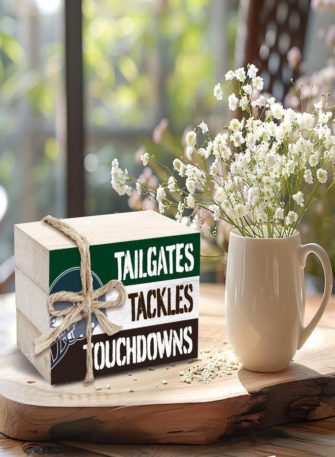 BXVRT Football Decorative Book Stack for Farmhouse, Football Season Tiered Tray Decor, Sport Stacked Books Set, Tailgates Tackles Touchdowns Wooden Book Decor for Boys Room Men Cave Garage Bar Shelf -08 - Image 5