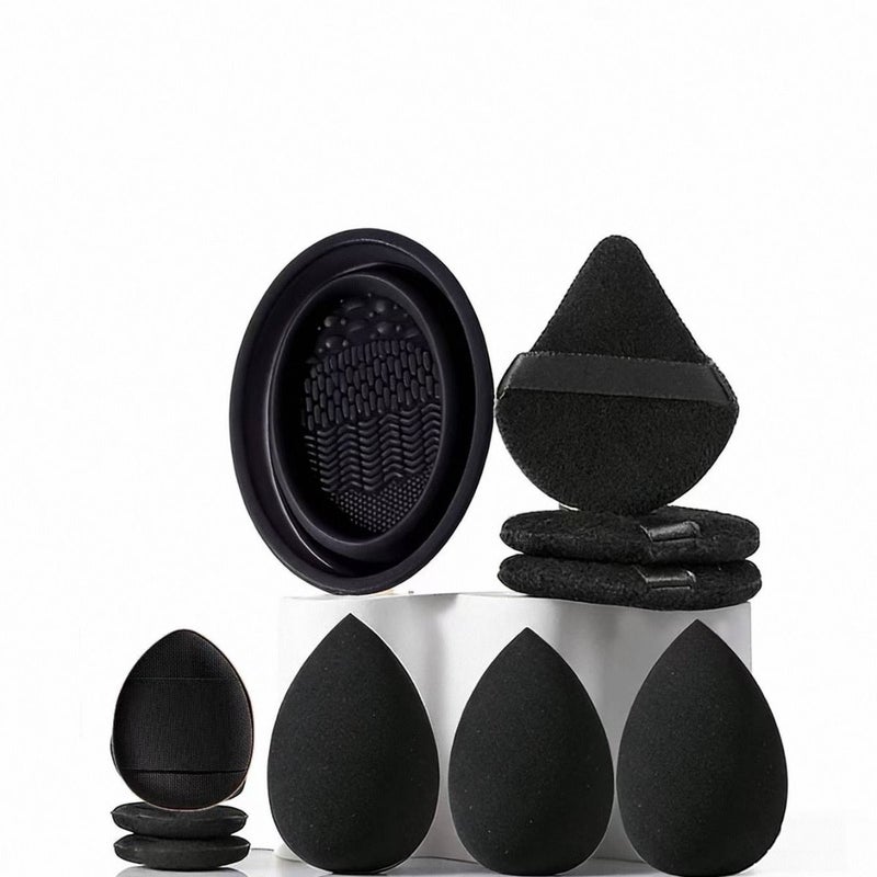 10pcs Coffee Brown Makeup Sponge And Powder Puff Set With Cleaning Bowl For Concealer And Blush - Image 5