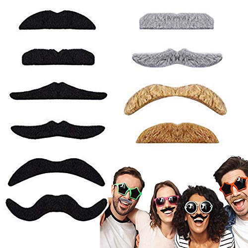 Haawooky 48 PCS Novelty Fake MustachesSelf Adhesive Mustache for 100th Day of SchoolMasquerade Party and PerformanceHalloweenBlack and Multicolor - Image 5