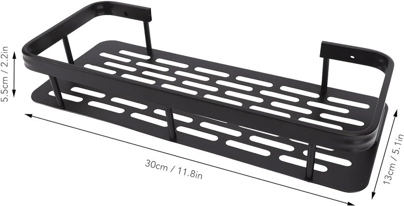 V R ENTERPRISE DEVU Enterprise 2 Pcs Bathroom Accessories Aluminium Heavy Duty Self Adhesive Bathroom Shelf for Wall Multipurpose Wall Mounted Bathroom Organiser Washroom Organizer Black  - Image 2