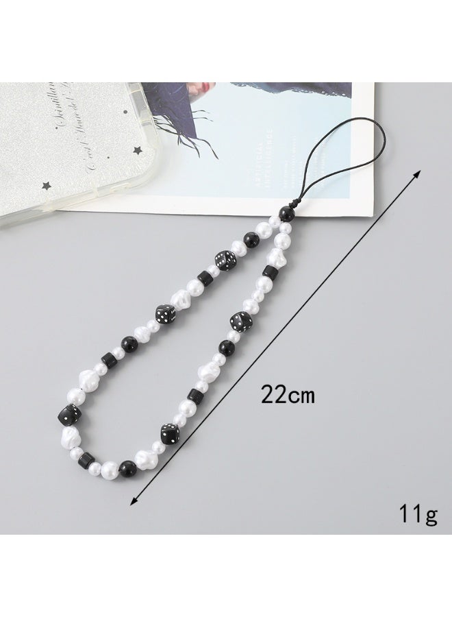 NIBEMINENT Beaded Phone Lanyard, Anti Lost Removable Wrist Strap,K2886 Personality Dice Bracelet Pendant, Phone Keychain Lanyard