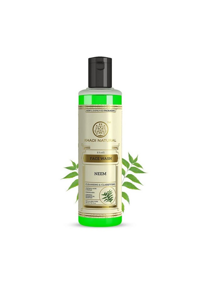 Khadi Natural Ayurvedic Neem Face Wash ; Gentle Face Wash For Acne ; Face Wash For Acne Prone Skin ; Antiacne Face Wash With Neem ; Paraben & Sulphatefree ; Suitable For All Skin Types 210Ml  - Image 1
