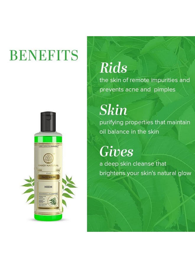 Khadi Natural Ayurvedic Neem Face Wash ; Gentle Face Wash For Acne ; Face Wash For Acne Prone Skin ; Antiacne Face Wash With Neem ; Paraben & Sulphatefree ; Suitable For All Skin Types 210Ml  - Image 2
