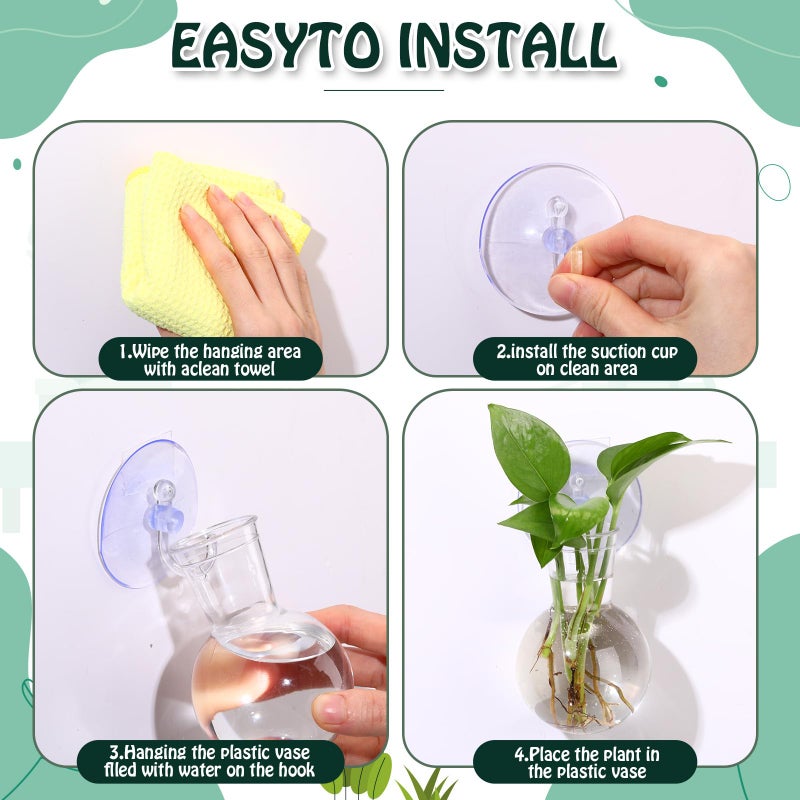 Baderke 6 Pack Window Propagation Stations Plastic Wall Hanging Planter with Suction Cups Brush Window Suction Plant Holder Vases Tubes Terrarium for Home Office Decor(Bulb) - Image 3