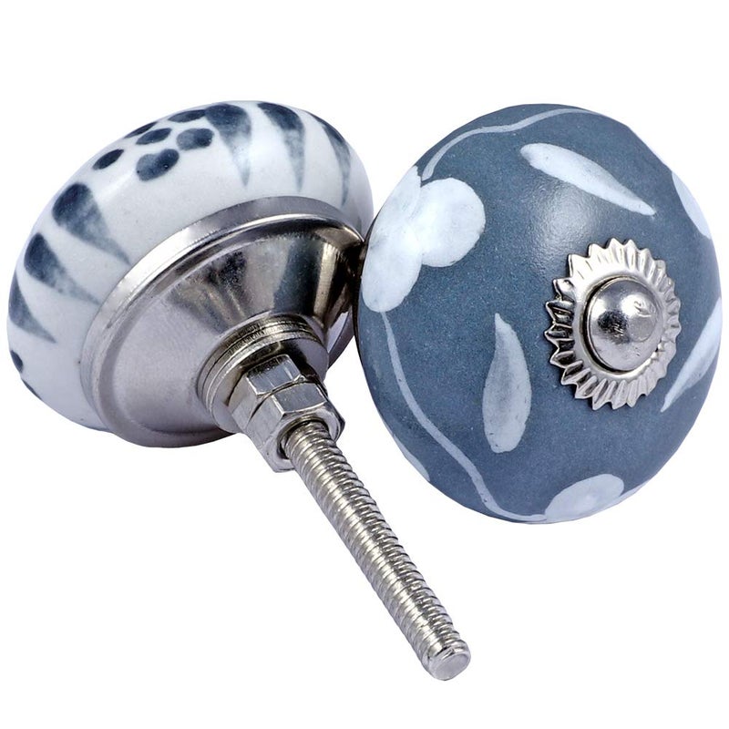 Jgarts 20 Knobs Grey & White Cream Hand Painted Ceramic Knobs Cabinet Drawer Pull Pulls - Image 3