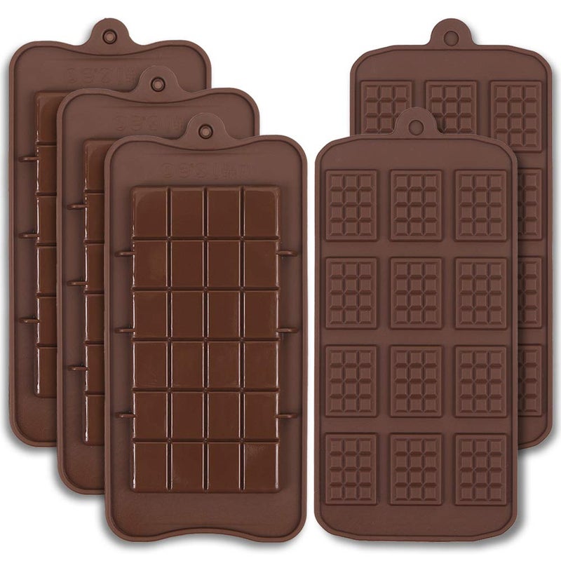 Cozihom Food Grade Silicone BreakApart Chocolate Molds Chocolate Bar Mold Engery Bar Cocao Bar Candy Protein Mold 5 PCS