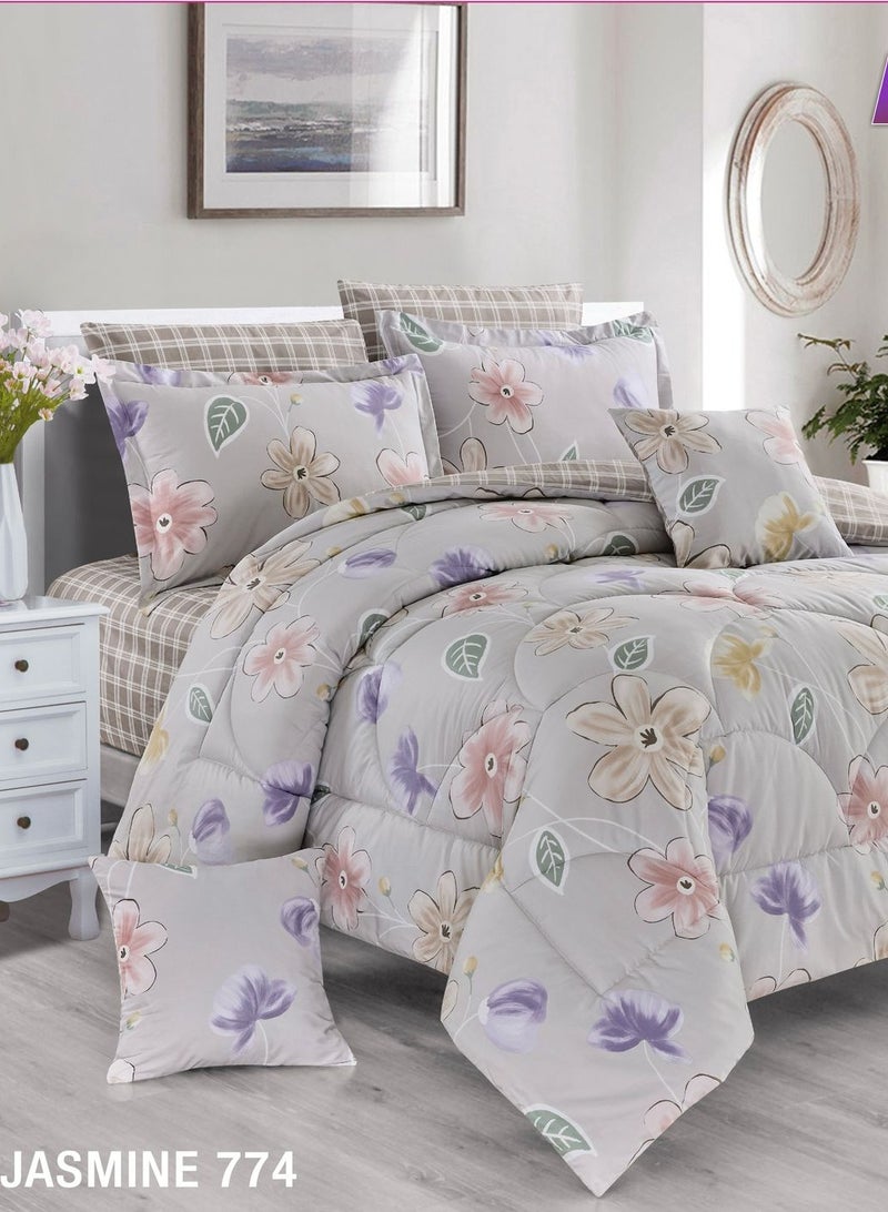 Leon Double Bedspread Set 8 Pieces 100% Cotton Floral 774