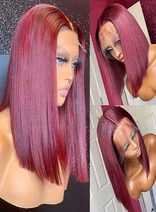 PANDA ANGEL شعر مستعار بوب بورغندي 99J بدون غراء، شعر بشري طبيعي، مُنتف مسبقًا ومُقص مسبقًا، شعر مستعار بوب 99J أمامي من الدانتيل، شعر بشري طبيعي مع شعر صغير، شعر مستعار بوب شفاف عالي الدقة، شعر مستعار قصير للنساء ذوات البشرة السمراء - Image 1