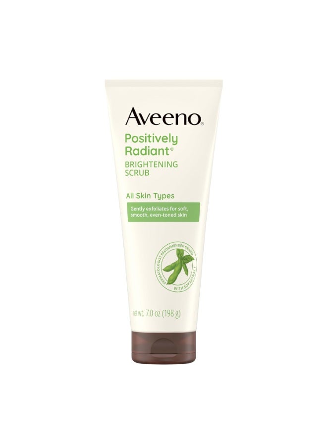 Aveeno Positively Radiant Skin Brightening Scrub, Moisture-Rich Soy Extract, helps improve skin tone & texture, Oil-& Soap-Free, Hypoallergenic, 198G - Image 1