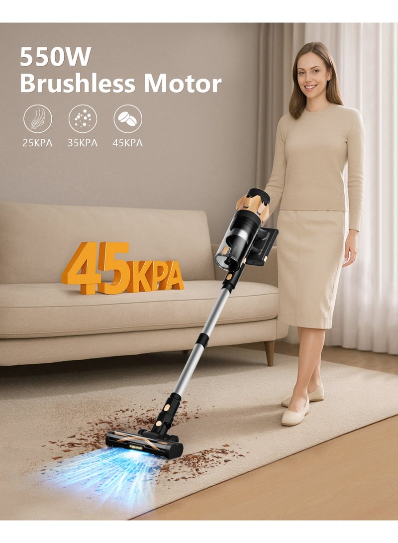 ibsun Cordless Vacuum Cleaner, 550W 45KPA Suction, Self-Standing Design & Touch Screen, Anti-Tangle Brush for Home, Pet Hair, Carpets & Floors - Image 2