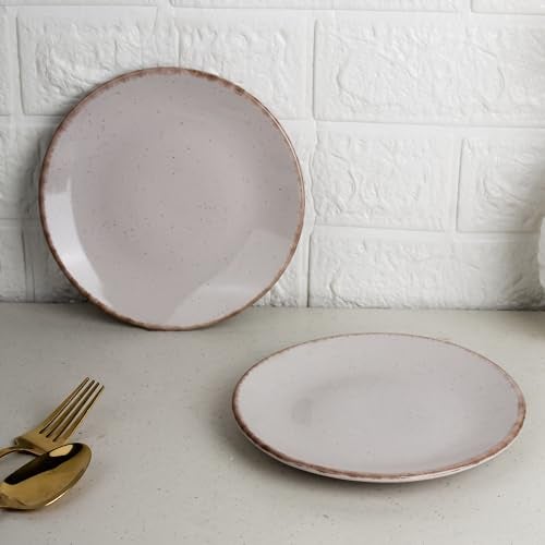 The Earth Store Glossy Lavender Marble 7 Inch Ceramic Quarter Plates Set of 2 | Microwave & Dishwasher Safe Plate | Half Plate for Dessert, Snacks, Dinner | Snack Plates for Gifting, Daily Use - Image 1