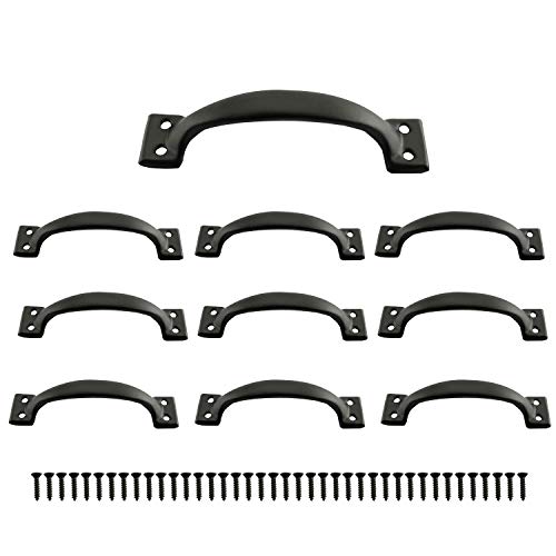 JCBIZ 10pcs Door Handle Iron Pulls 99mm in Black with Screws for Doors Drawers - Image 1