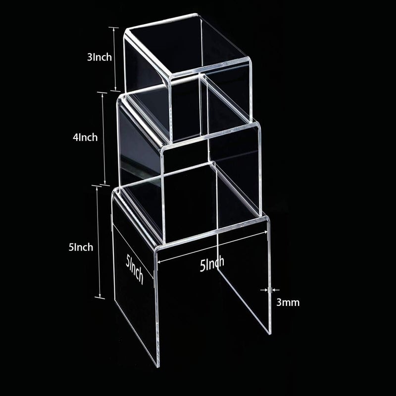 TPGP AUFIKR Clear Acrylic Display Risers - 3 Piece Set for Figures, Cupcakes, and Jewelry - Image 2