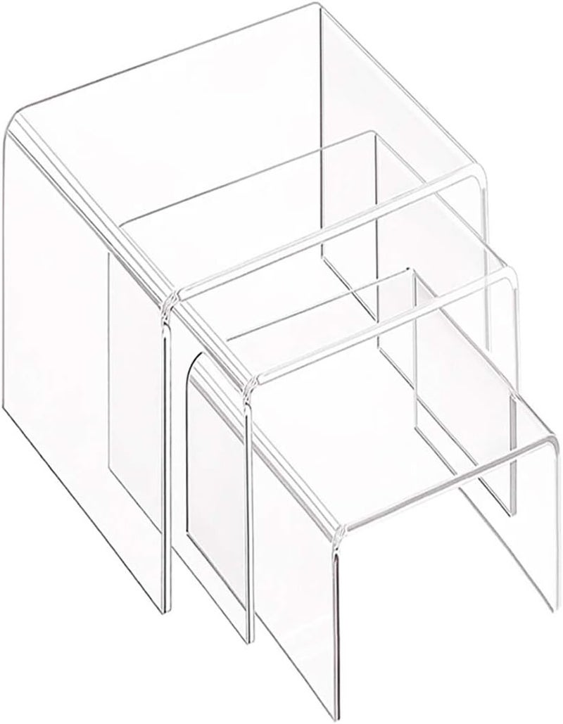 TPGP AUFIKR Clear Acrylic Display Risers - 3 Piece Set for Figures, Cupcakes, and Jewelry - Image 1
