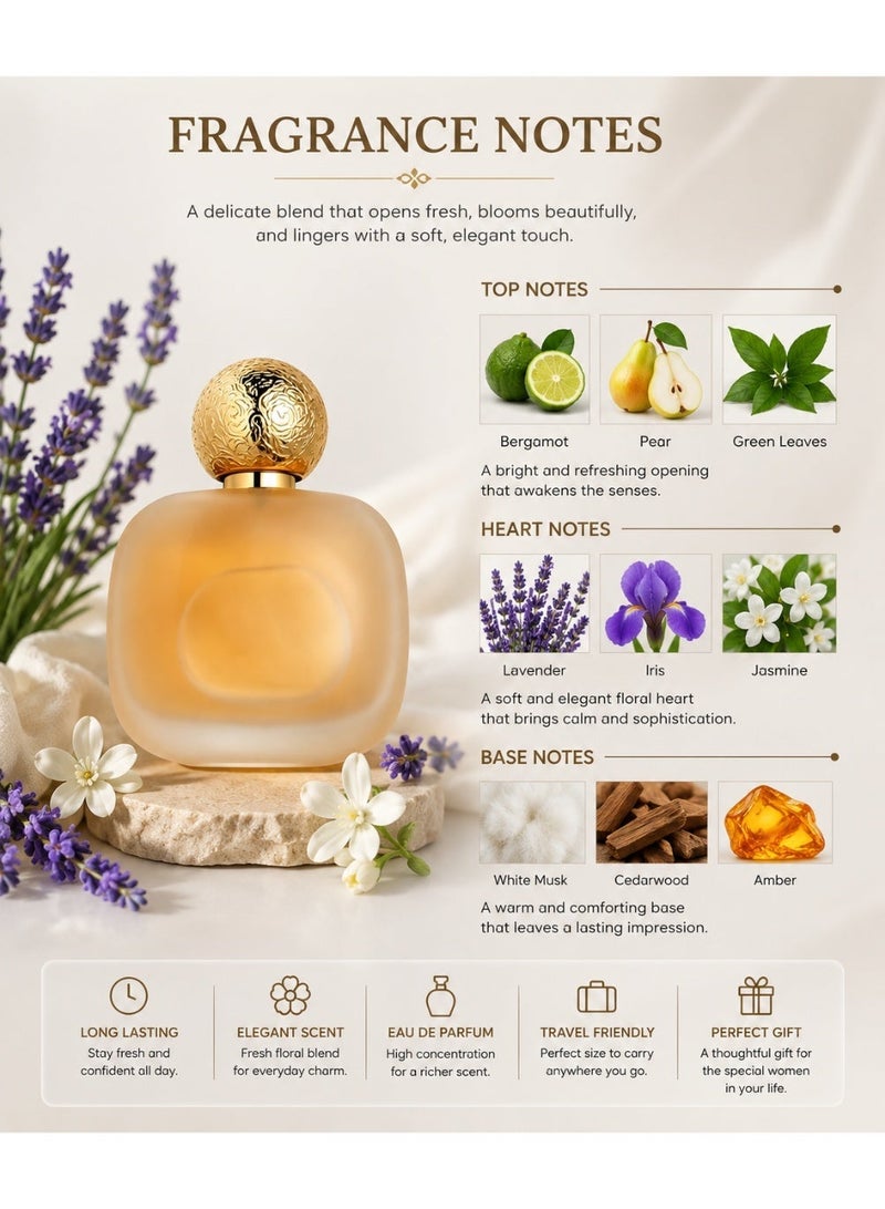 عطر نسائي فاخر أو دو بارفان 50 مل - رائحة زهرية مع المسك تدوم طويلاً، عطر أنيق للاستخدام اليومي والسفر والحفلات والهدايا - Image 5