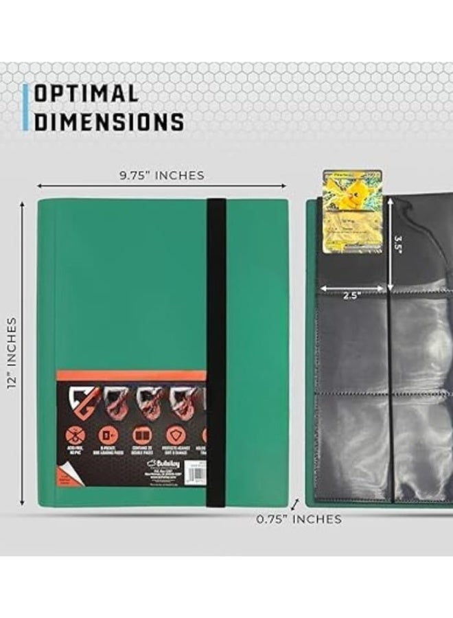 Professional trading card holder with 9 side-slot pages, holds 360 cards, dark green - Image 5