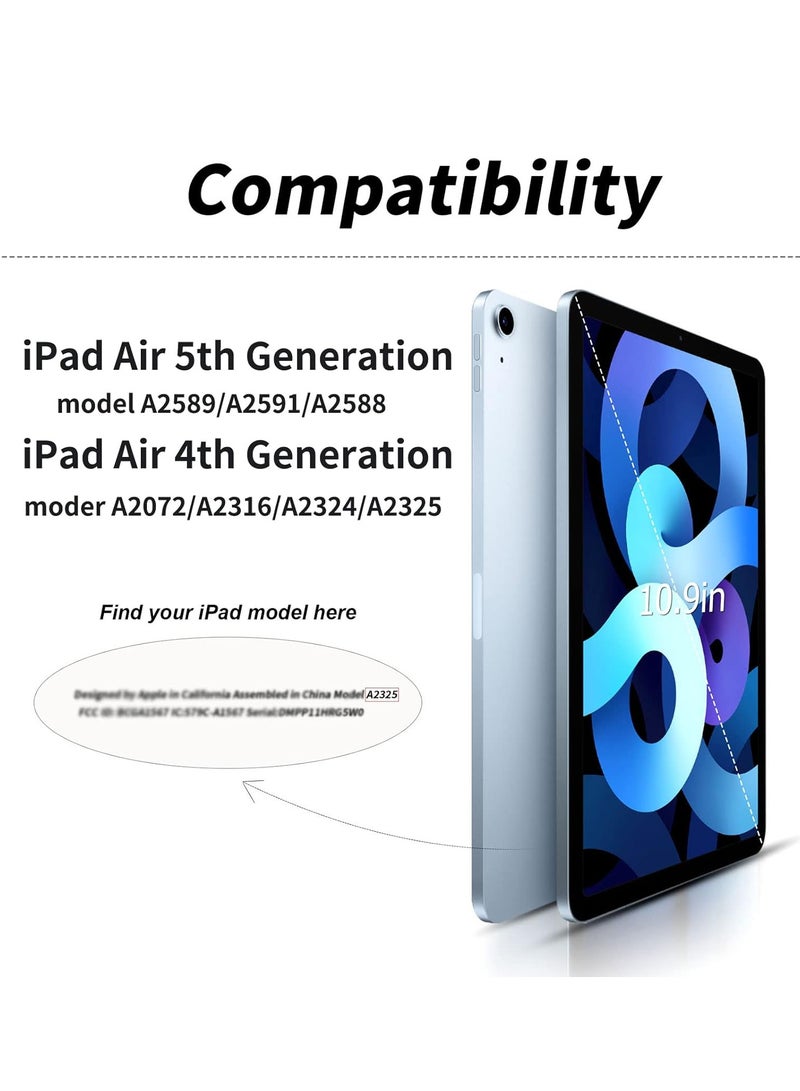 حافظة iPad Air الجيل الخامس 2022 لجهاز iPad Air الجيل الرابع 2020 مع لوحة مفاتيح قابلة للفصل ولوحة اللمس مع حامل قلم رصاص وغطاء حامل مغناطيسي قابل للإزالة لجهاز iPad 10.9 بوصة لون أسود - Image 2