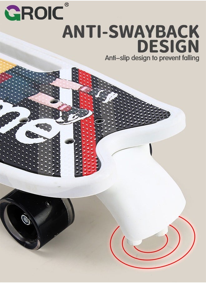 GROIC - 2-In-1 Skateboard, Kids Learner Skateboard, Training Skateboard and Lean-to-Steer scooter with Detachable Stability Handlebar, Mini Cruiser Skateboard with Colorful LED Light up Wheels for Beginners - Image 1
