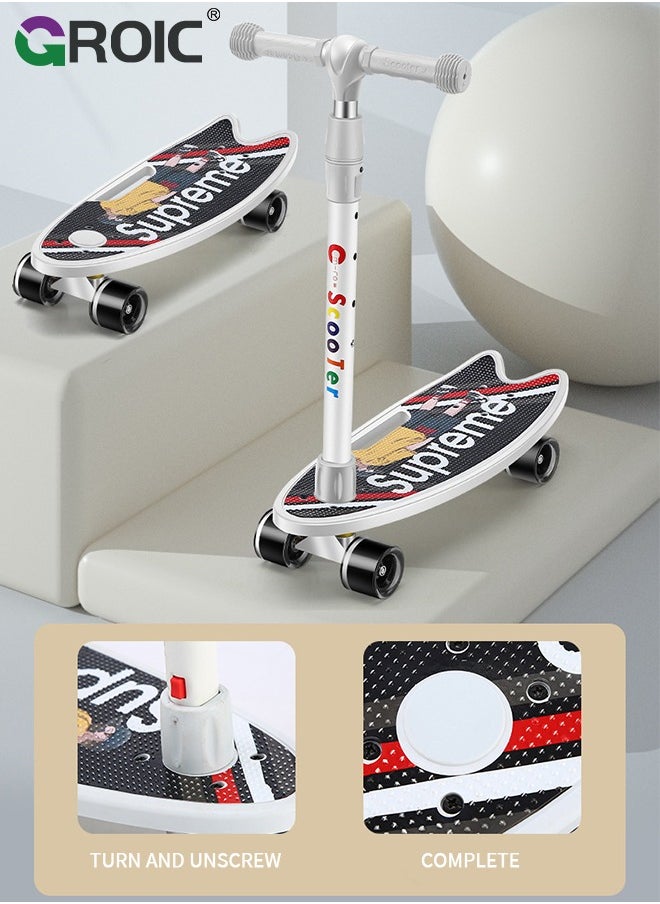 GROIC - 2-In-1 Skateboard, Kids Learner Skateboard, Training Skateboard and Lean-to-Steer scooter with Detachable Stability Handlebar, Mini Cruiser Skateboard with Colorful LED Light up Wheels for Beginners - Image 1