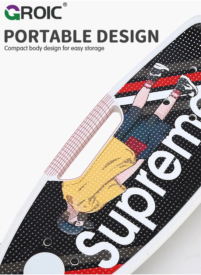 GROIC - 2-In-1 Skateboard, Kids Learner Skateboard, Training Skateboard and Lean-to-Steer scooter with Detachable Stability Handlebar, Mini Cruiser Skateboard with Colorful LED Light up Wheels for Beginners - Image 1