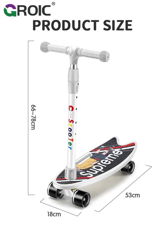 GROIC - 2-In-1 Skateboard, Kids Learner Skateboard, Training Skateboard and Lean-to-Steer scooter with Detachable Stability Handlebar, Mini Cruiser Skateboard with Colorful LED Light up Wheels for Beginners - Image 1