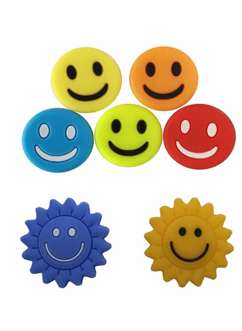 Y&D Tennis Vibration Dampeners, 7 Pcs Squash Racket Dampeners Silicone Smile Face Shock Absorbers Sunflower Dampene for Players - Image 1