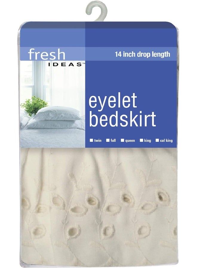Fresh Ideas تنورة سرير فريش إيدياز مع تفاصيل تطريز عيون كلاسيكية بطول 14 بوصة - Image 3