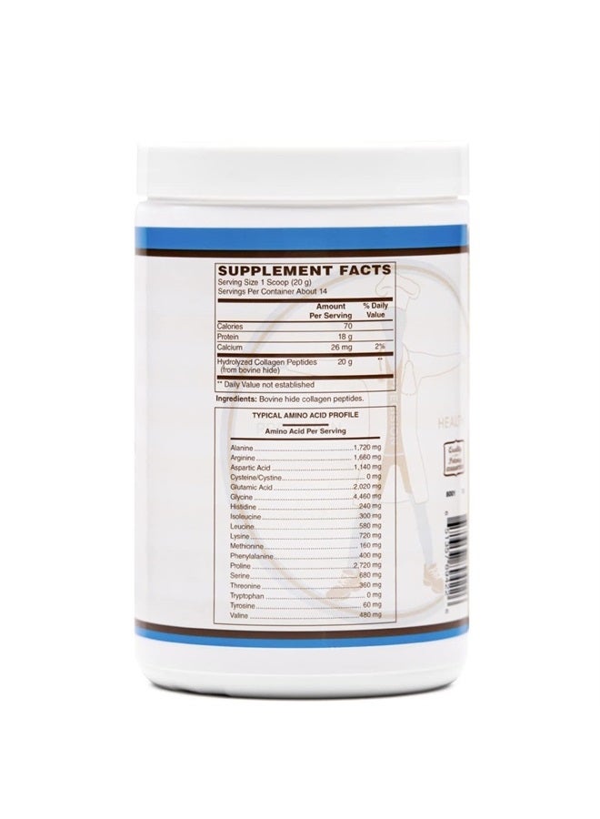 Hydrolyzed Collagen Peptides - Grass Fed, Non-GMO Unflavored Types 1 & 3 Collagen Powder | 20g Collagen Peptides 18g Protein Per Serving - Ideal for Skin, Hair, Nail & Joint Support, 9.98 Oz