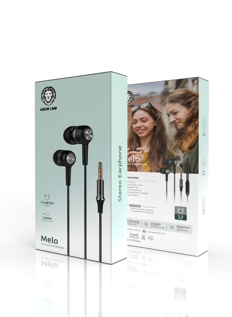 GREEN LION Melo Stereo Earphone -Black - Image 2
