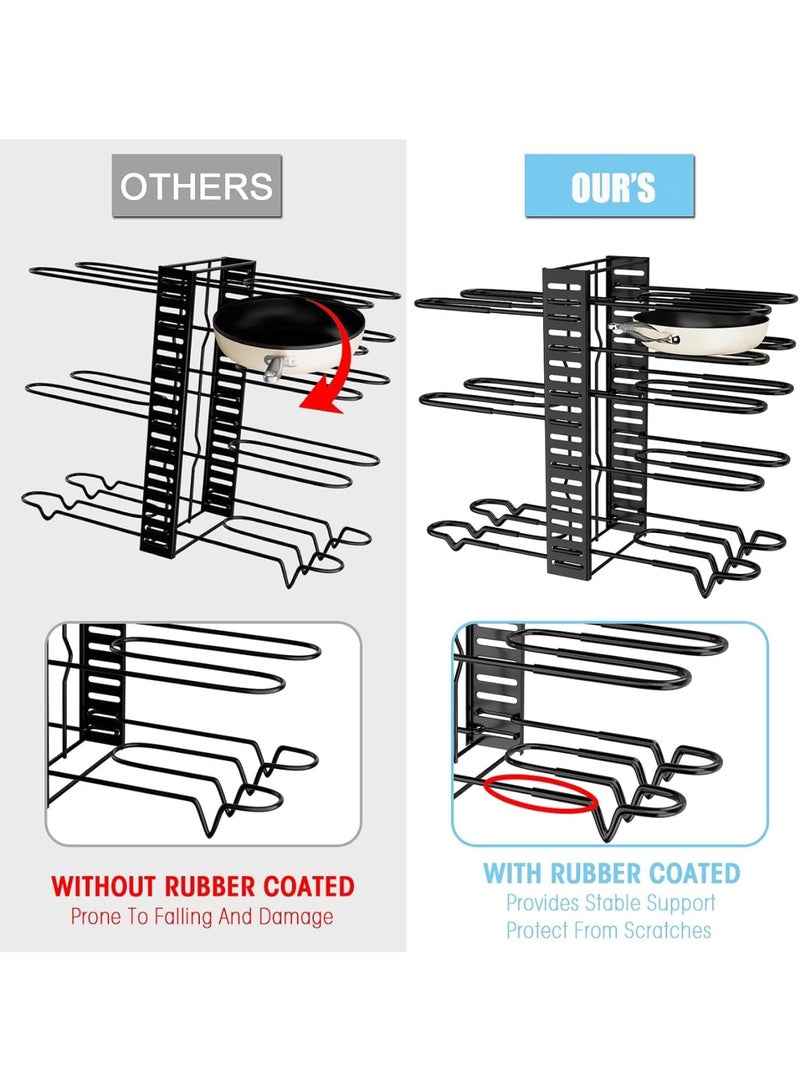 SOLARAE 8-Tier Adjustable Rack Heavy, Pots and Pans Organizer Rack for Cabinet, Duty Under Cabinet Pot and Pan Storage, Perfect for Pots, Pans, and Lids - Easy Kitchen Organization and Storage - Image 3