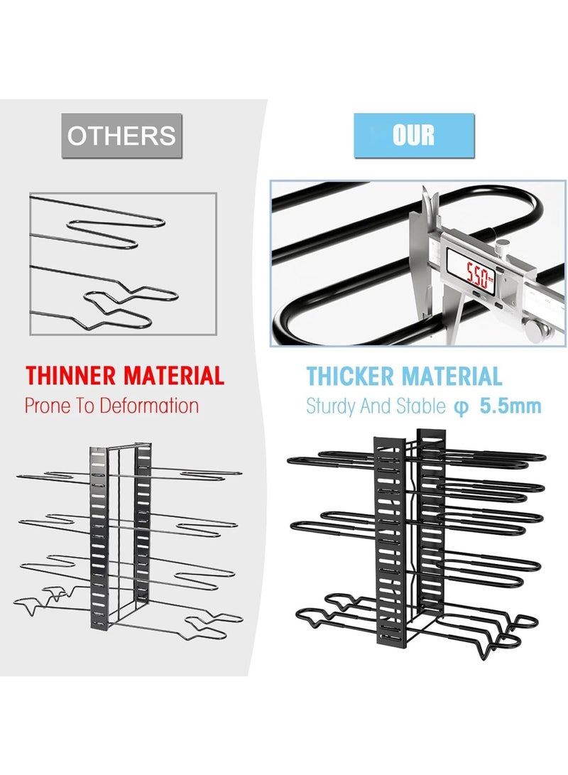 SOLARAE 8-Tier Adjustable Rack Heavy, Pots and Pans Organizer Rack for Cabinet, Duty Under Cabinet Pot and Pan Storage, Perfect for Pots, Pans, and Lids - Easy Kitchen Organization and Storage - Image 4