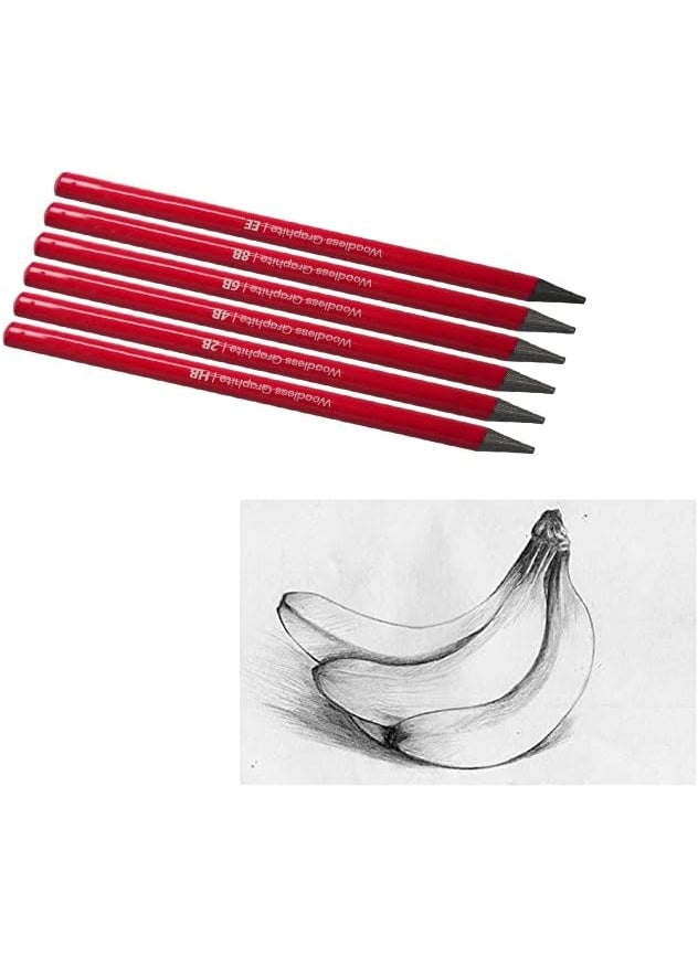 Starsouce Woodless Graphite Pencils Drawing Pencil Kit HB 2B 4B 6B 8B EE Sketching Shading Art Pencils for Beginner Professional Artist Set of 6  - Image 2