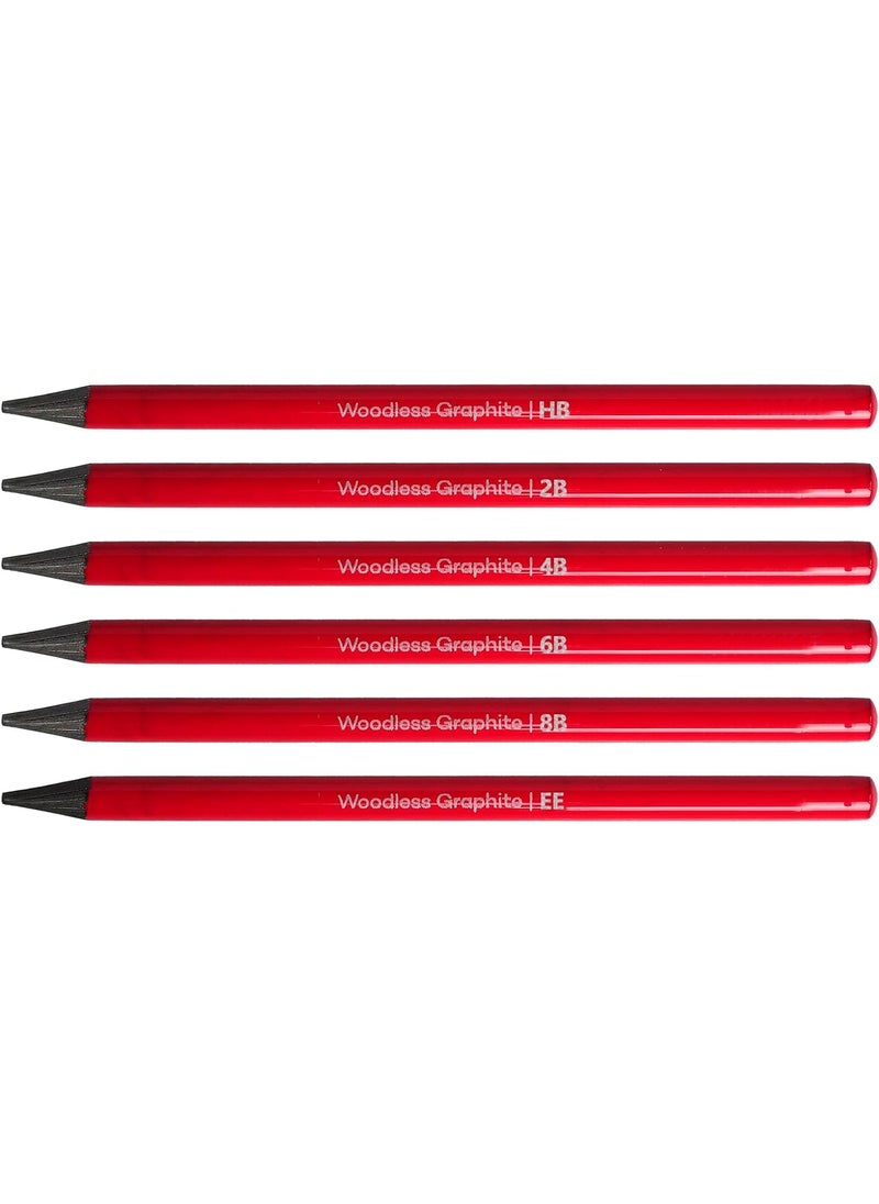 Starsouce Woodless Graphite Pencils Drawing Pencil Kit HB 2B 4B 6B 8B EE Sketching Shading Art Pencils for Beginner Professional Artist Set of 6  - Image 1