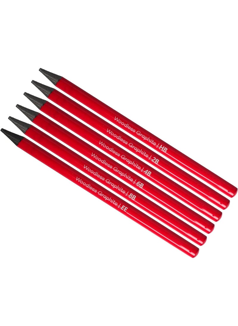 Starsouce Woodless Graphite Pencils Drawing Pencil Kit HB 2B 4B 6B 8B EE Sketching Shading Art Pencils for Beginner Professional Artist Set of 6  - Image 4