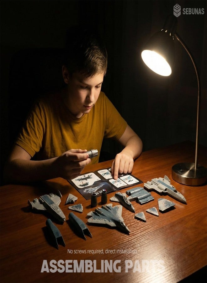 SEBUNAS SU-57 Quick Build Model Toy, 1/72 Fighter Jet Assemble Model for Military Fans, Easy to Assemble Aircraft Toy Gift for Kids Teens Adults, Military Aircraft Display Model for Collection - Image 4