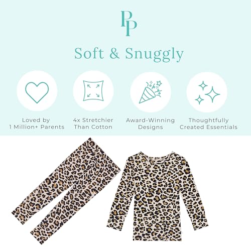 Posh Peanut Girls Pajamas - Soft, Viscose from Bamboo PJs for Kids - Matching, Long Sleeve Toddler Pajamas for Girls (12-18 Months) Lana Leopard - Image 3