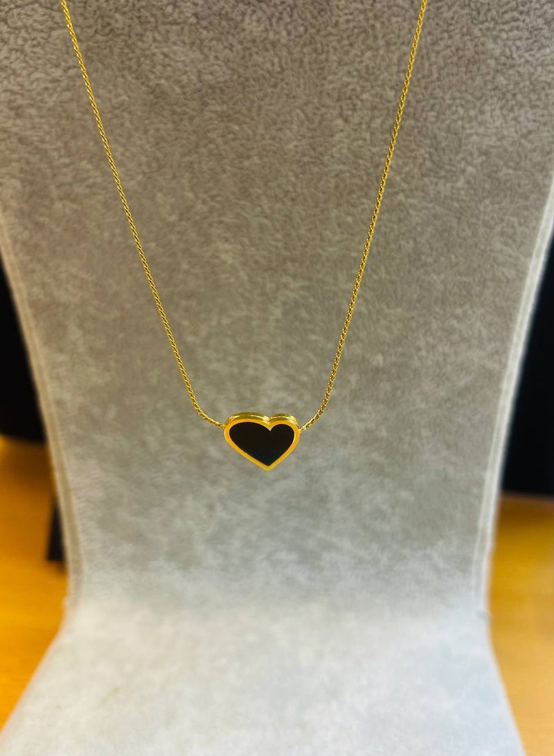 Slanted heart chain, stainless steel, black - Image 2