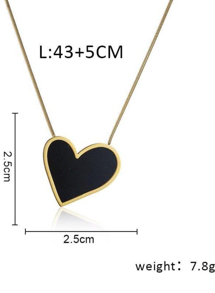 Slanted heart chain, stainless steel, black - Image 4