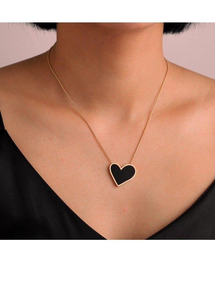 Slanted heart chain, stainless steel, black - Image 5