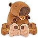 Achwishap 5PCS Capybara PlushCapybara Stuffed Animal Mommy with 4 Capybaras Babies Plush ToyCute Plushie Capybaras Hugging Pillow Cuddle Plushie for Kids Girls Boys BirthdayCapy bara Family 16 - Image 3