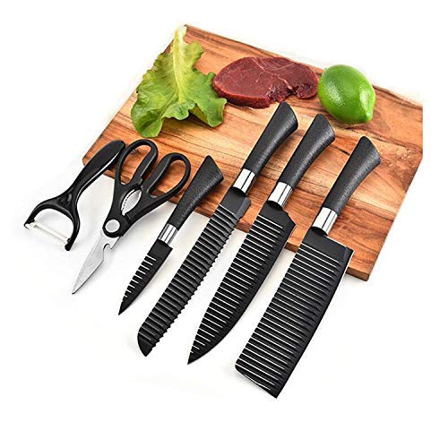 COLBEX 6 Pcs NonStick Knife Set for Kitchen Professionals Chef Super Sharp high Carbon Stainless Steel Material Ergonomic Soft Grip Handle Kitchen Cutlery Knives Set with Box Black - Image 4