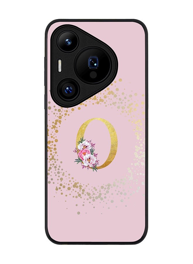 Stylizedd Rugged Black edge case for Huawei Pura 70 Pro / Huawei Pura 70 Pro Plus Case Cover- Custom Monogram Initial Letter Floral Pattern Alphabet - O (Pink) - Image 1