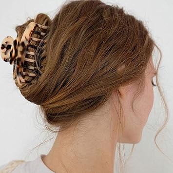 Lurrose 2pcs Leopard Hair Claws Large Tortoise Shell Cellulose Jaw Clips Banana Barrettes for Womens Summer Hair Decor Mothers Day Shower Bathing Holder - Image 4