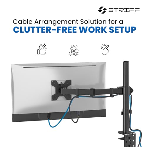 STRIFF 180° Adjustable Single Monitor Stand Arm Desk Mount | Ergonomic Gas Spring VESA Bracket (75x75mm & 100x100mm) for 13"–32" Screens - Image 2