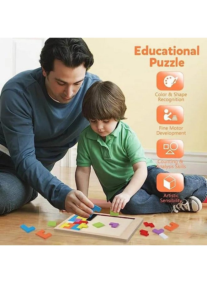 SHANAYA Wooden Blocks Puzzle Brain Teaser Jigsaw Intelligence Colorful 3D Russian Blocks Educational Learning Game Toy for Kids - Image 3